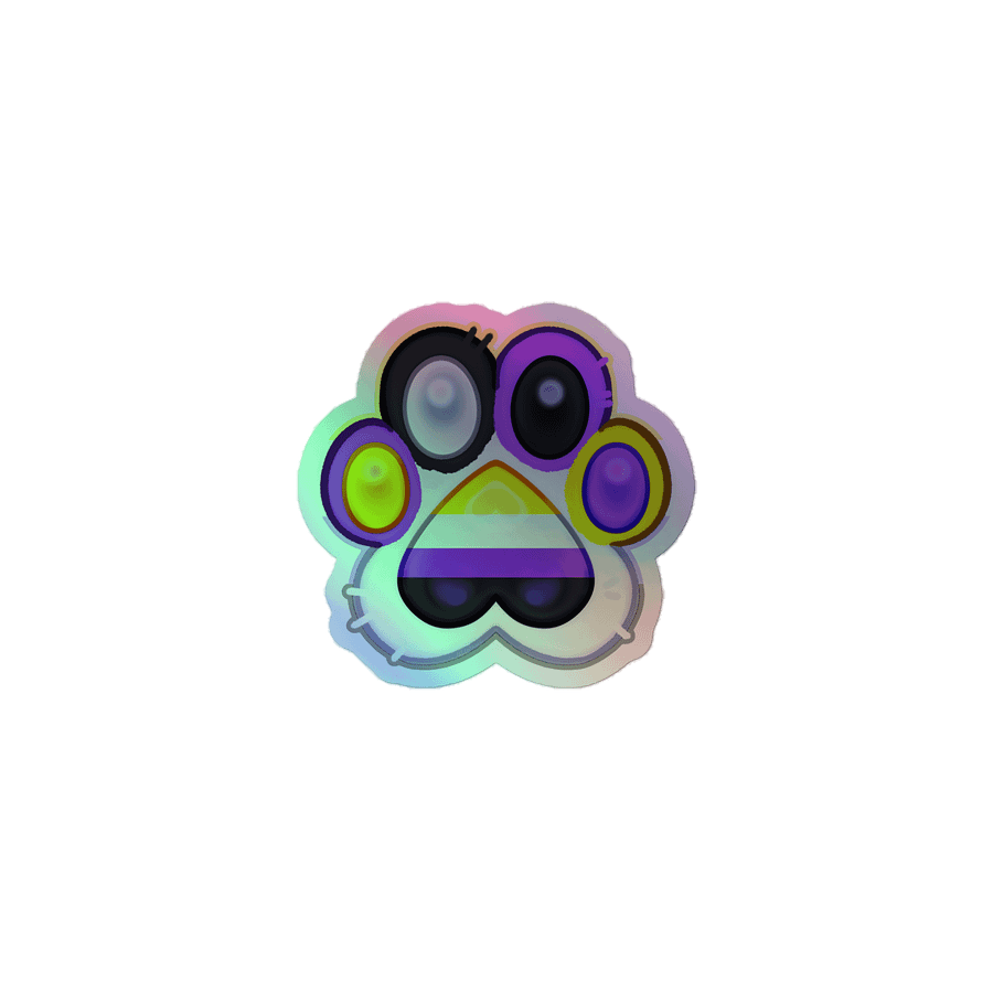 Nonbinary Pride Paw Print Holographic Kiss Cut Sticker product image (1)