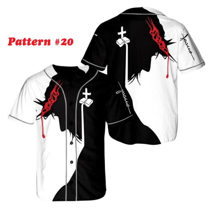 Authentic Baseball Jersey, Custom Baseball Jersey, Personalized Sport Jersey, Colorful, Flowers, Number, God, Jesus, Chris product image (186)