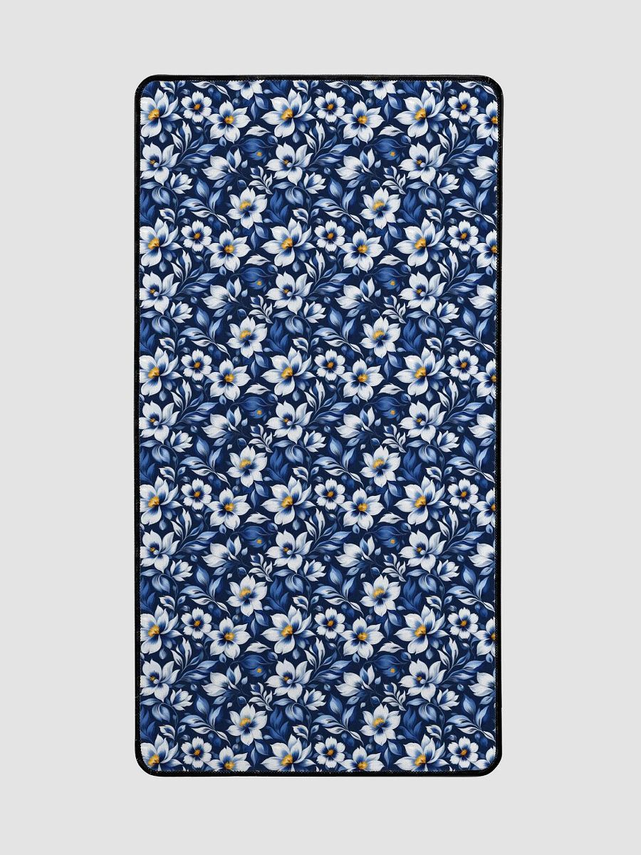 Desk Mat (31.5x15.5 inches) - White and Blue Floral Pattern product image (2)