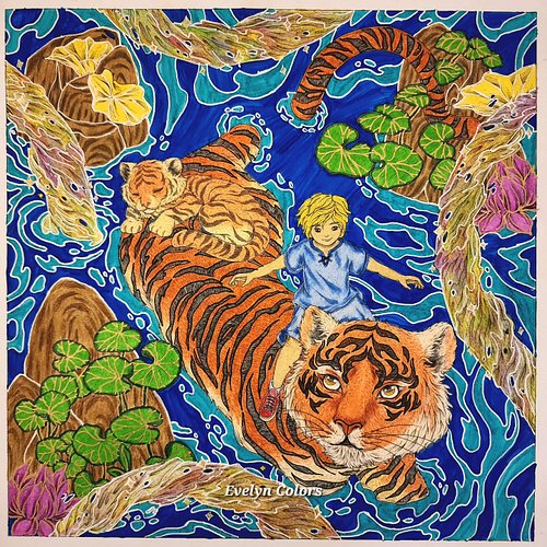 The boy and the tiger (s) 🐅 from Mythographic Wild Summer ☀️ 
.
.
.
.
.
#staedtlerpigmentartpens #derwentcoloursoftpencils #g...