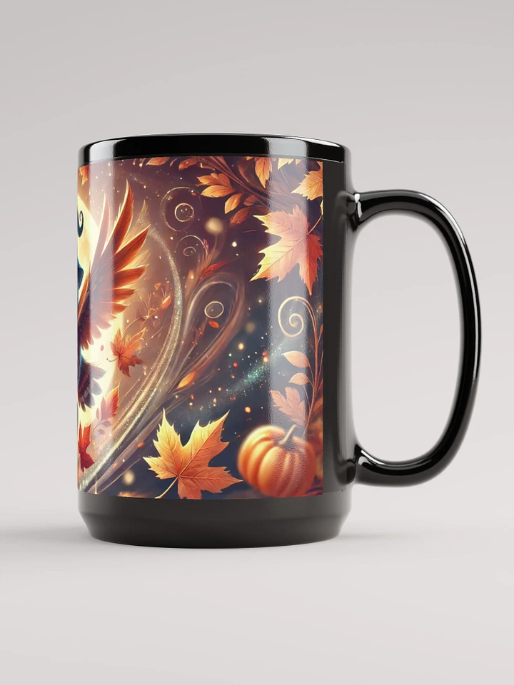 Magical Forest Owl Coffee Cup - 15 oz Glossy Black Mug product image (2)