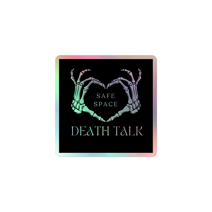 Holographic Sticker Sheet - Death Talk Safe Space (Skelly Heart Hands) product image (1)