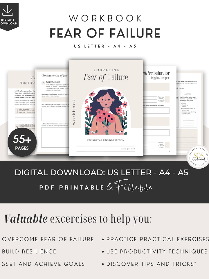 Fear Of Failure Workbook - Printable and Fillable PDF Instant Download product image (1)