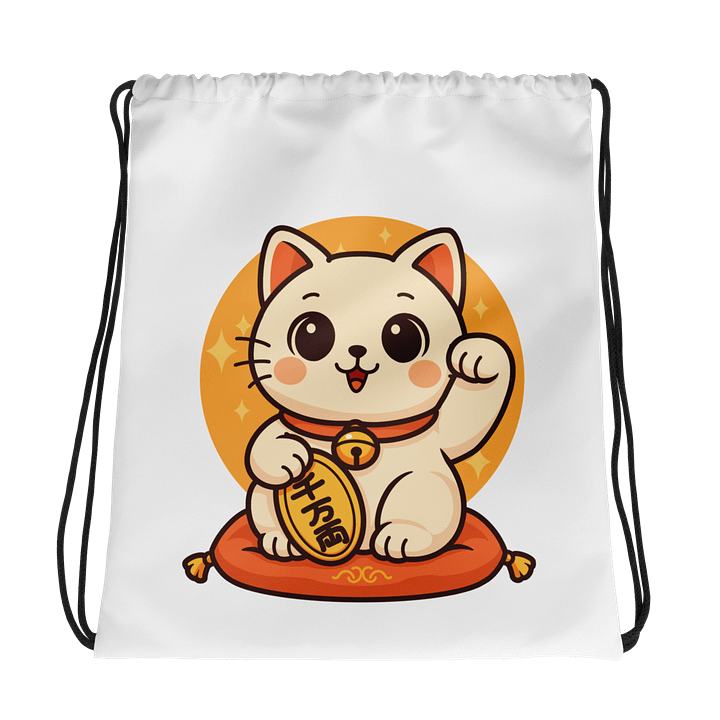 Lucky Cat Charm Drawstring Bag product image (1)
