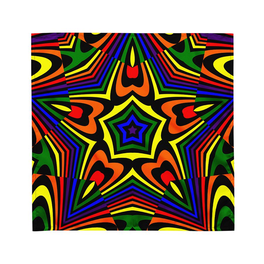 Queer Art Rainbow Hearts Stars Bandana, Kaleidoscopic Colorful Accessory product image (3)