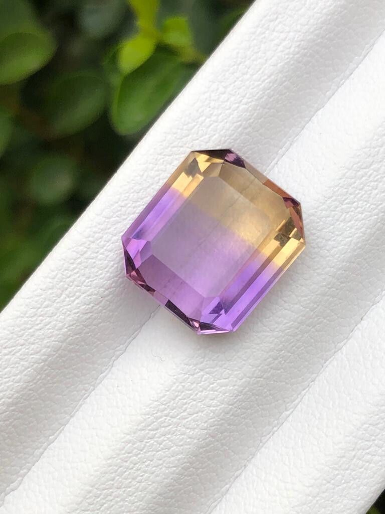 BI COLOR AMETRINE GEMS FOR PENDANT YELLOW/PURPLE COLOR EMERALD CUT, 7.90 CARAT product image (5)