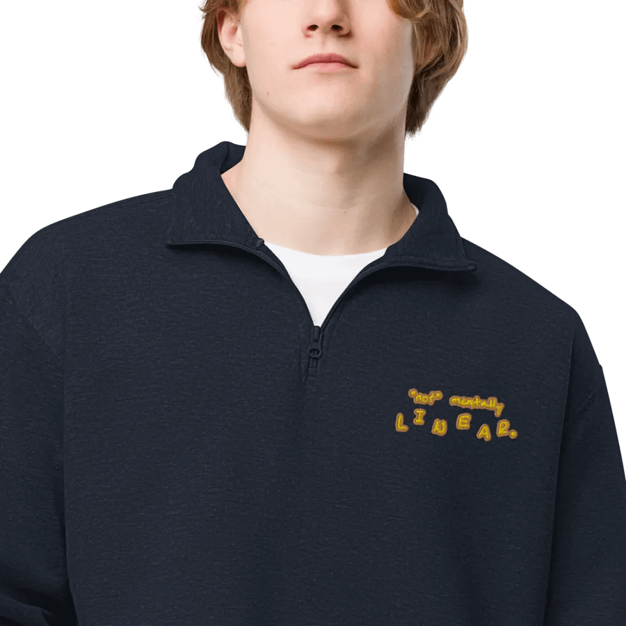 *not* mentally linear. (honey design) embroidered quarter zip product image (5)