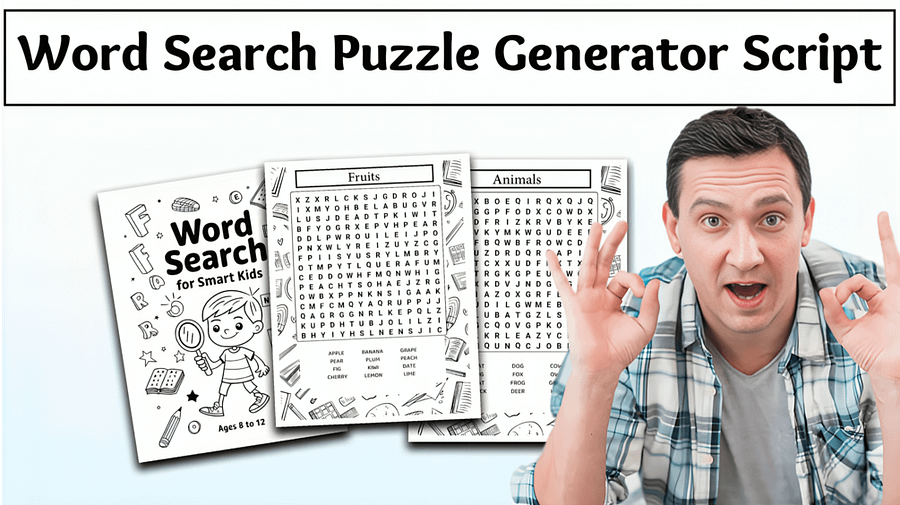 Word Search Puzzle and Word Art Generator Script – Automated Python Tool for Creating High-Quality Word Search Grids and Printable Outputs product image (1)