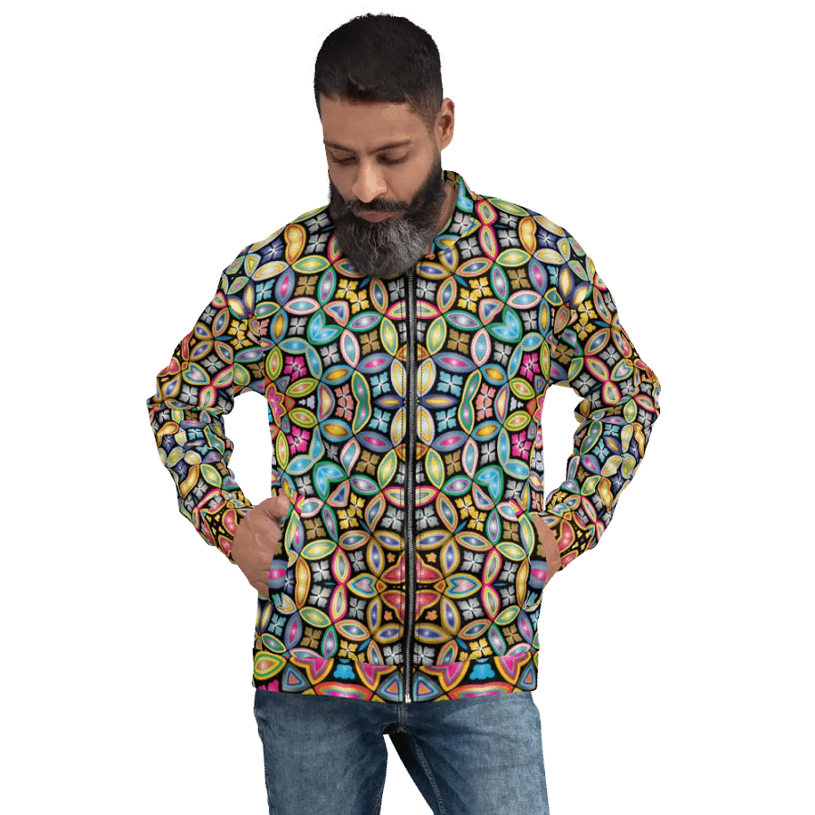 Batik Kawung Blue Bomber Jacket product image (8)