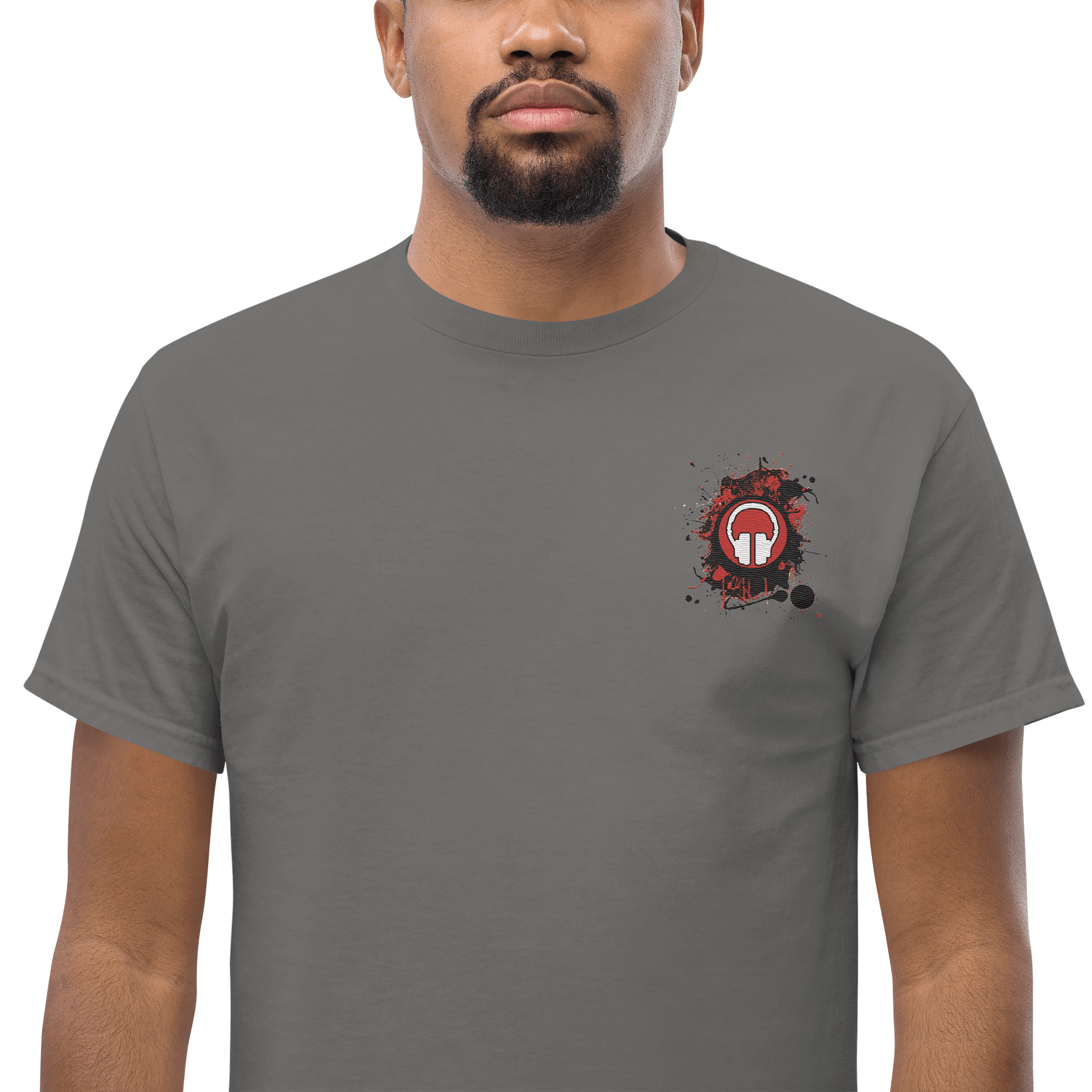 Paint Splat Headphones Embroidered Gildan Heavyweight T-Shirt product image (5)