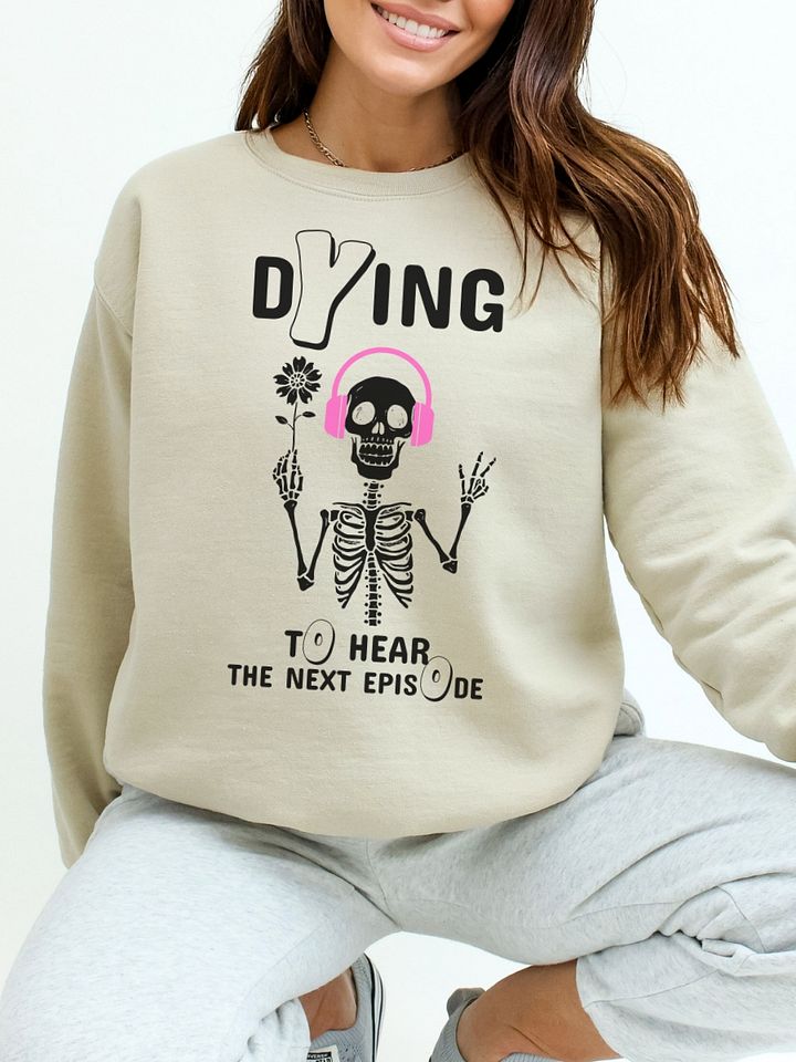 Skeleton Listening A True Crime Podcast Light Sweatshirt product image (9)