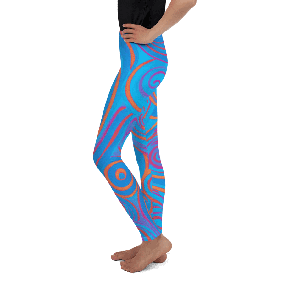 Funky Blue Dreams Liquid Tie-Dye Youth Leggings product image (3)