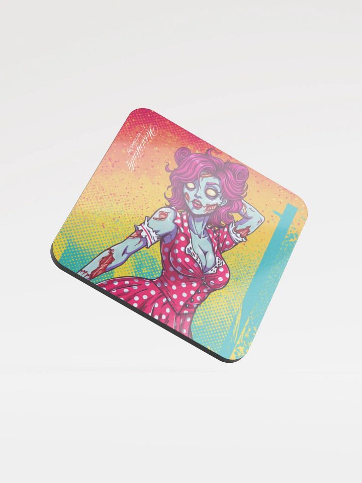 V2 Zombie Pinup Glossed Cork Coaster (Top) product image (1)
