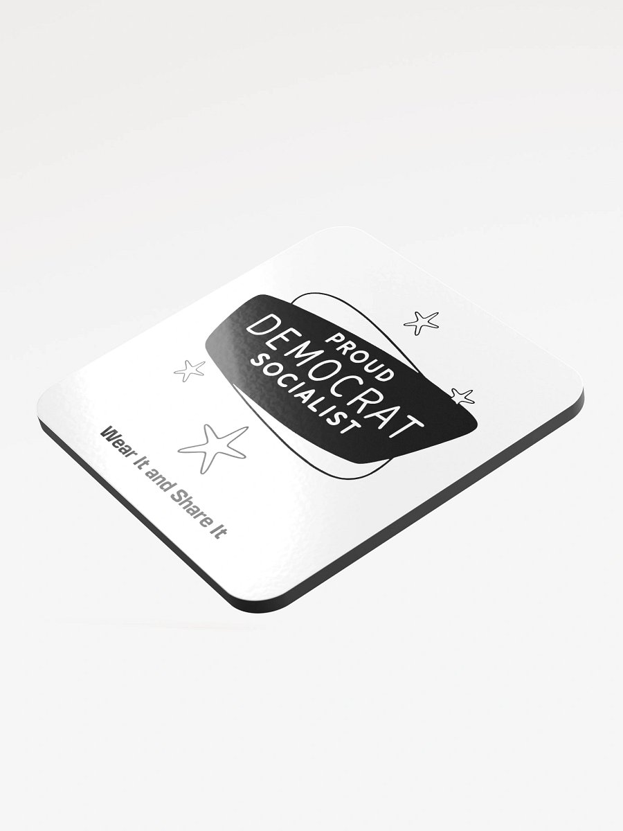 Proud Democrat Socialist (B) glossed cork coasters product image (3)