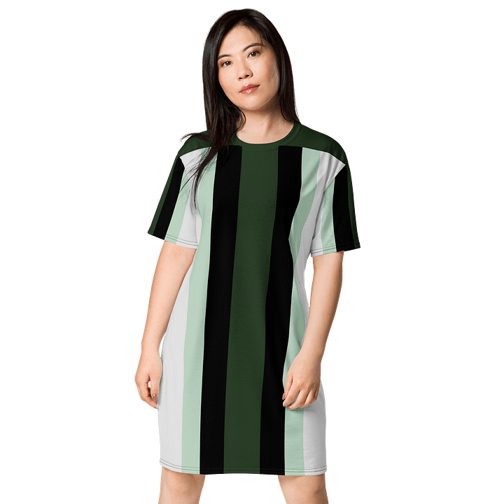 Forest Green & Black Striped Oversized T-Shirt Dress | TDS Music product image (1)