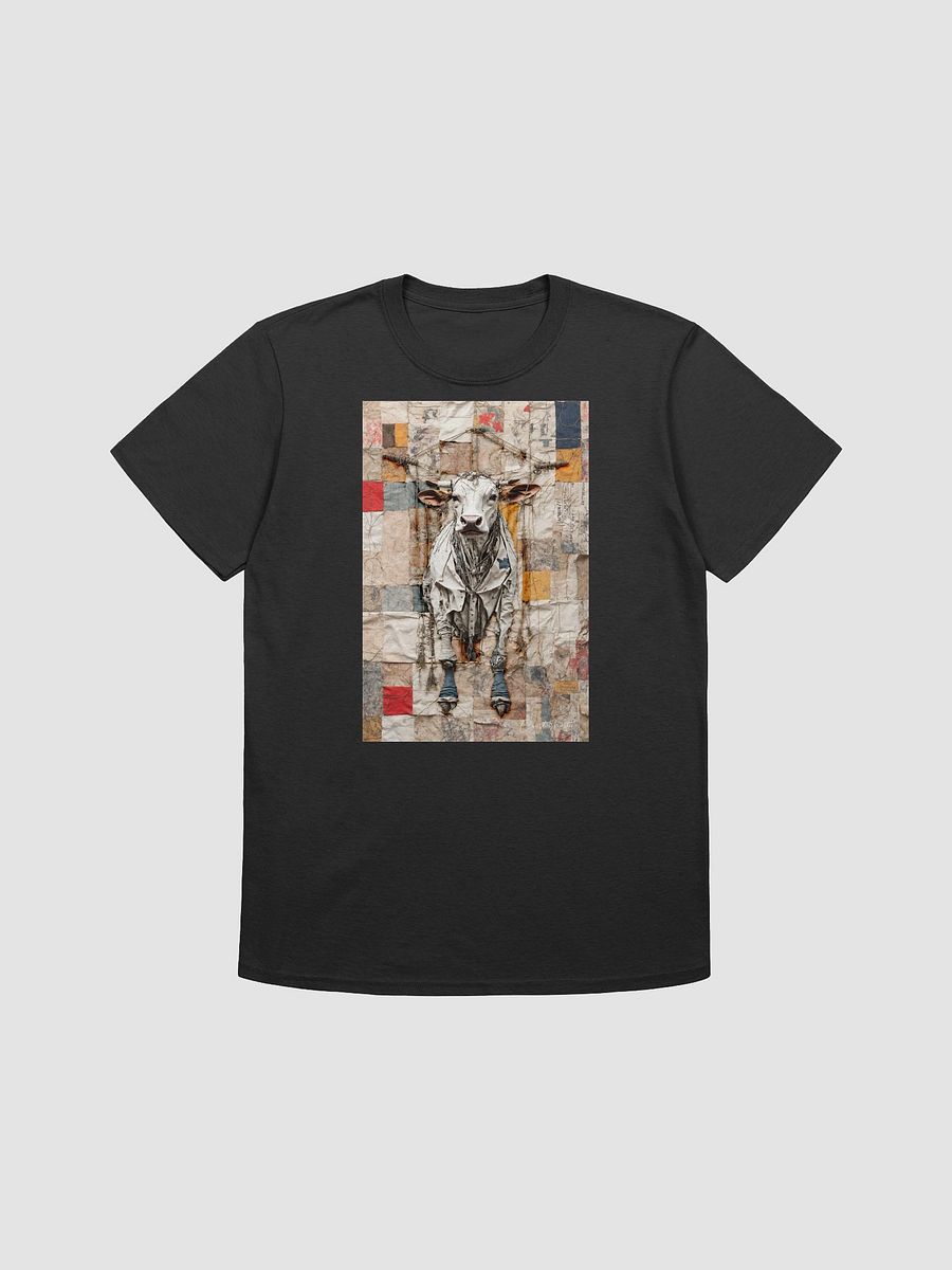 'Istan Bull' by Edward Martin: Mixed Media Collage Print...Fantasy Marionette Series: Whimsical Patchwork Cow Art T-Shirt product image (3)