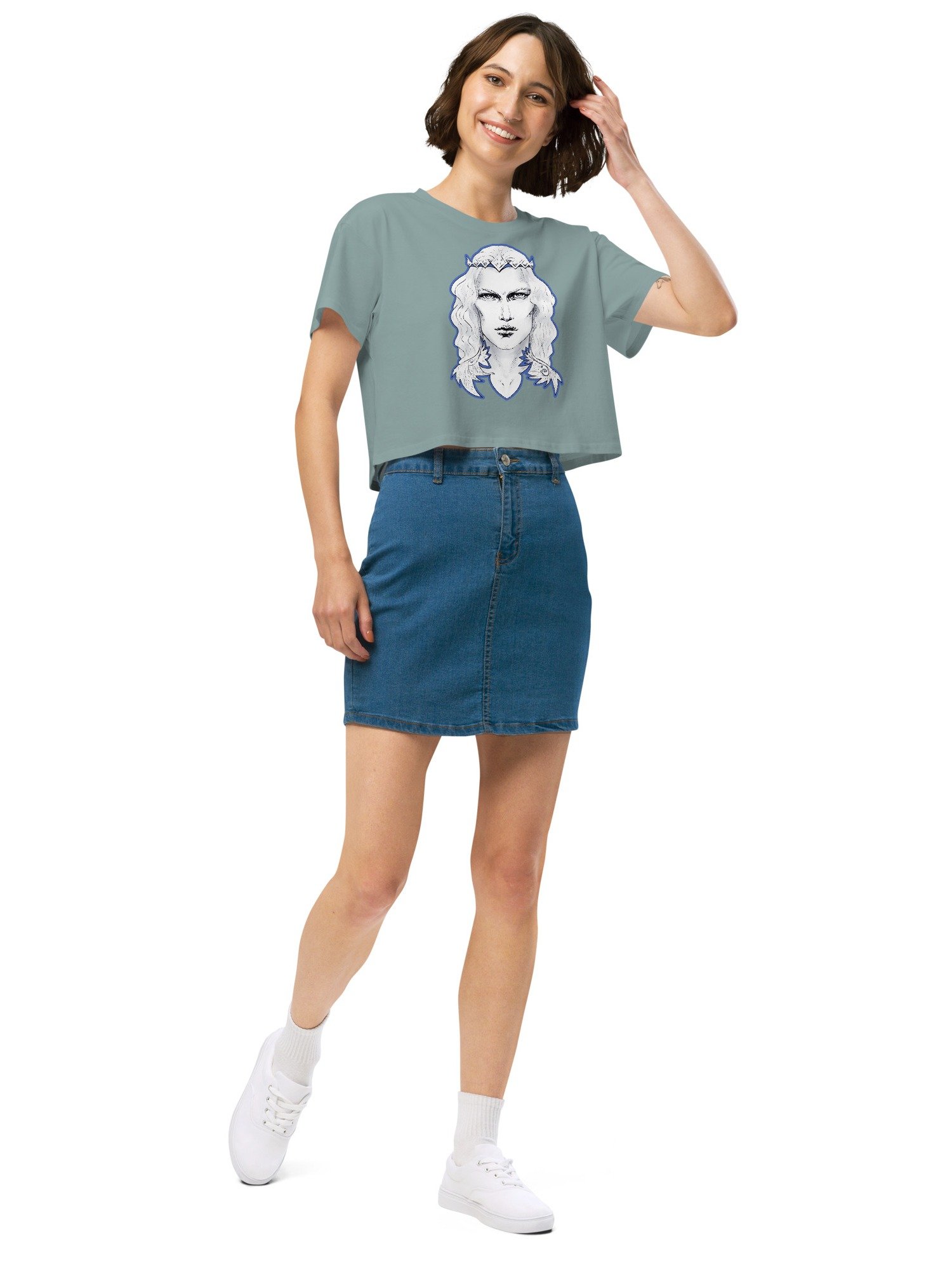 Prince Charming Blue Line Women's Premium Crop Top product image (3)