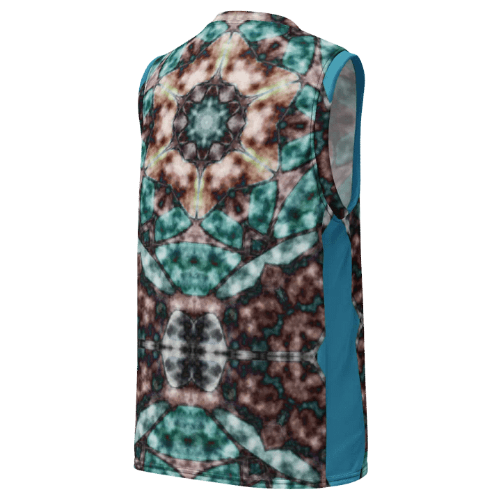 Bohemian 6 Pointed Madala Tuquoise and Brown/ All-Over Print Recycled Unisex Basketball Jersey by Sublicolor product image (2)
