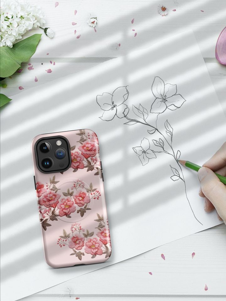 Summer Garden Pink Mag Safe Phone Case for iPhone® with Embroidery Effect product image (2)