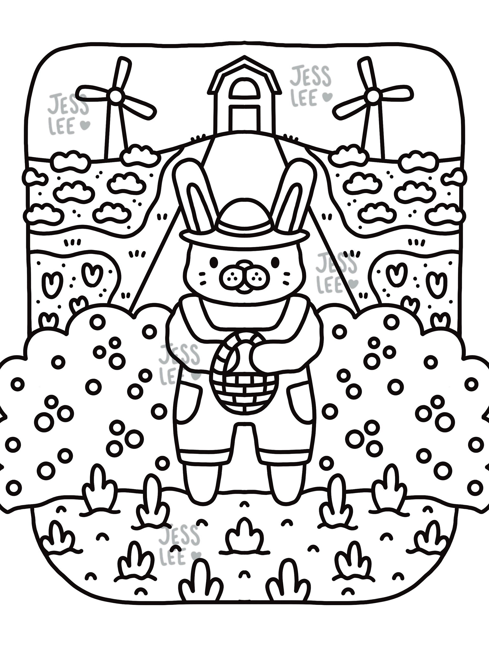 Farmer Bunny Coloring Page Bundle (2) - Digital Download product image (3)