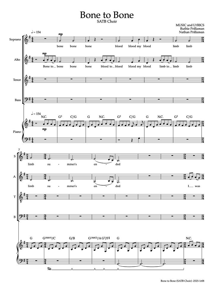 Bone to Bone Sheet Music - SATB and SSAA Choral Arrangements product image (1)