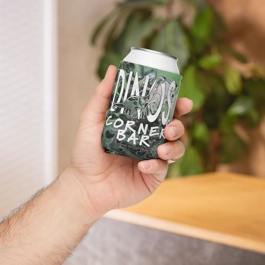 Dinos' Corner Bar Metallic Green Fluid Acrylic Coozie product image (5)