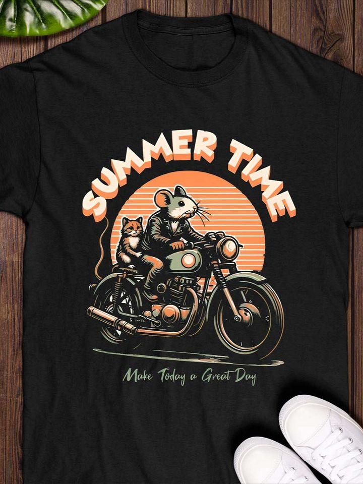 Funny CAT & Mouse, Summer Time Make Today A Great Day T-shirt product image (1)