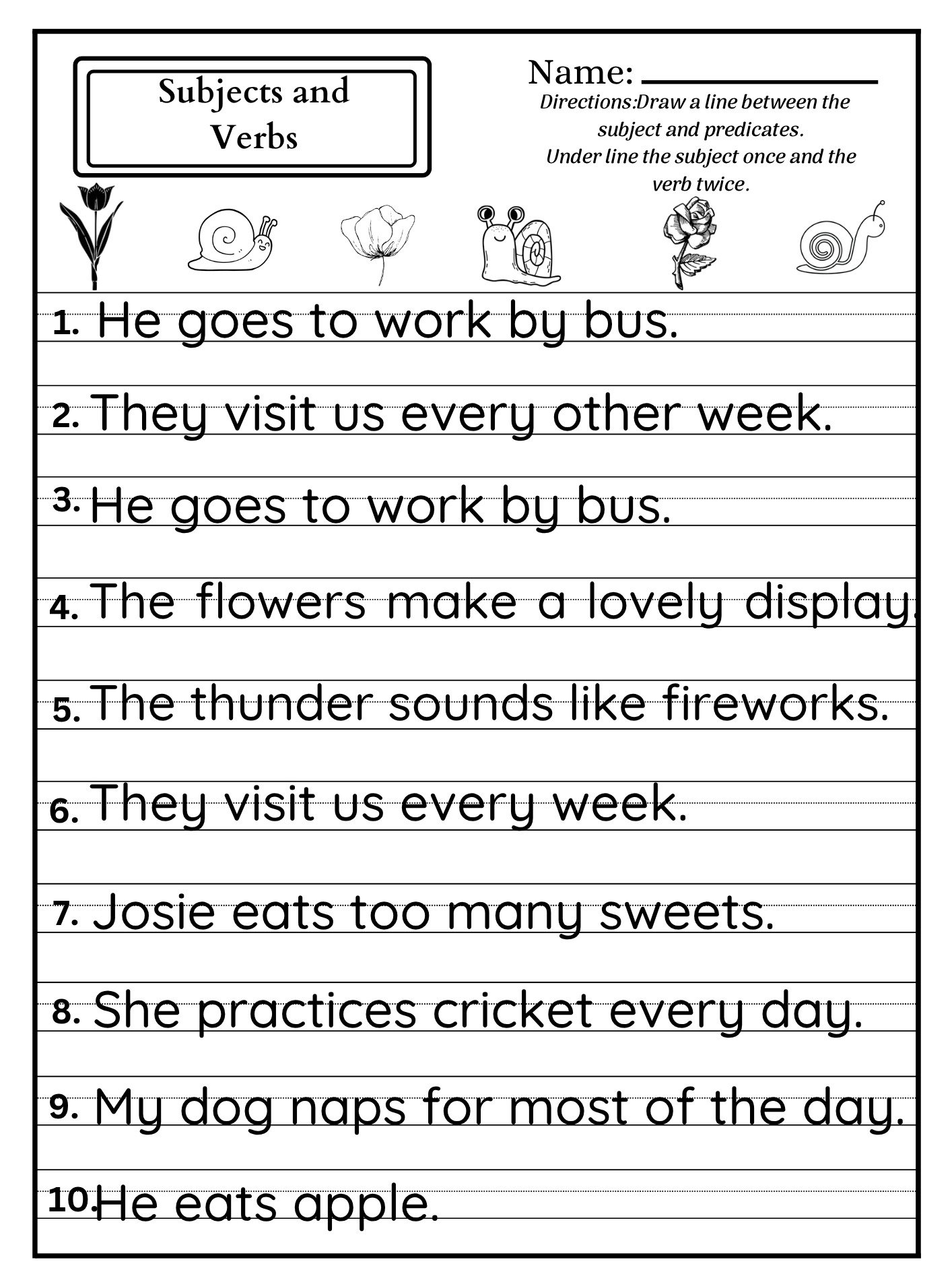 "Learn English Verbs with Sentences" 17 Pages product image (5)