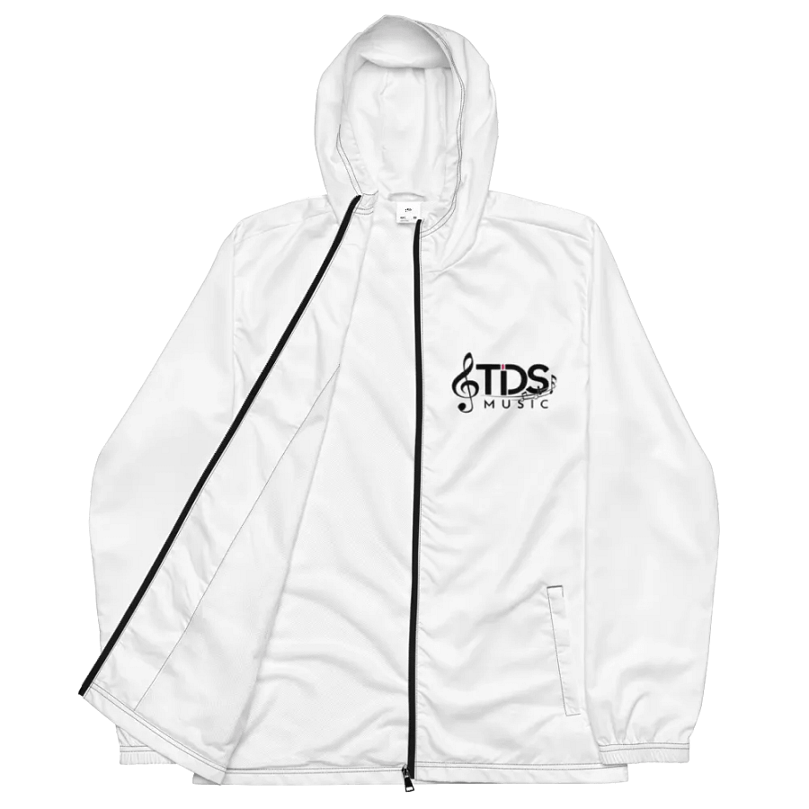 TDS Music Unisex Lightweight Water-Resistant White Windbreaker Jacket product image (5)