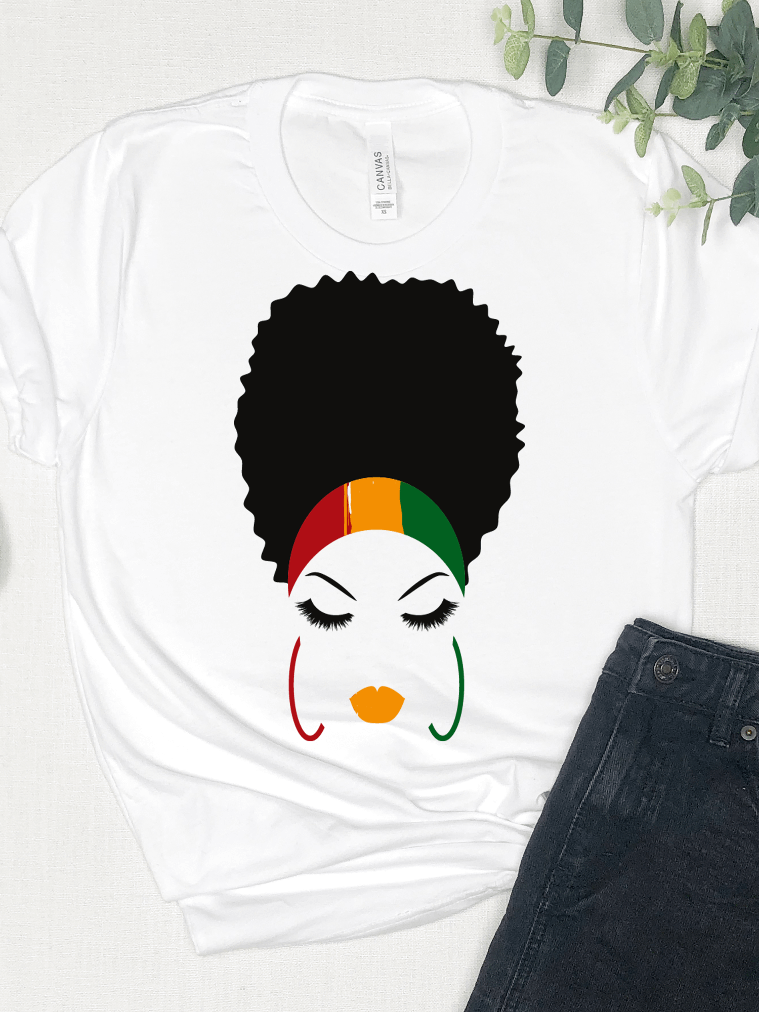 Afro Beauty: Bella Canvas White Tee with Afro Beauty Face Design product image (1)