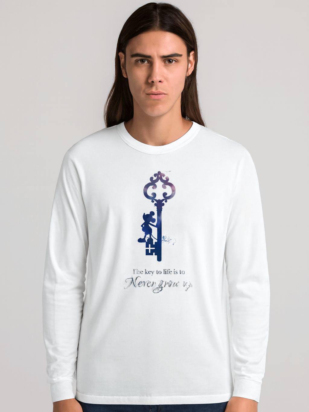 Vintage Key 'Never Grow Up' Long Sleeve T-Shirt product image (1)