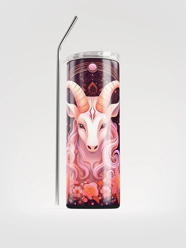 Magical Capricorn Unicorn Stainless Steel Tumbler: Embrace Zodiac Bliss in Pink product image (1)
