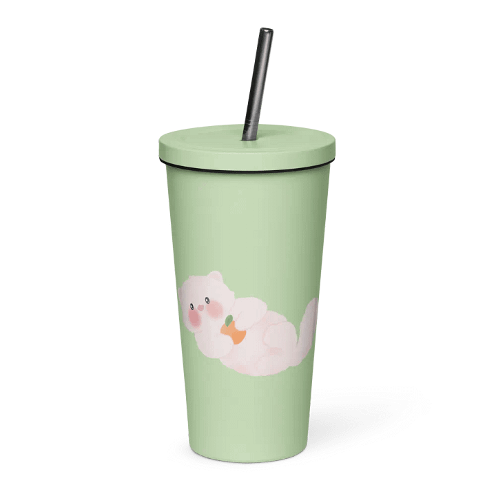 Cats & Orange Insulated Stainless Steel Tumbler with Straw product image (1)