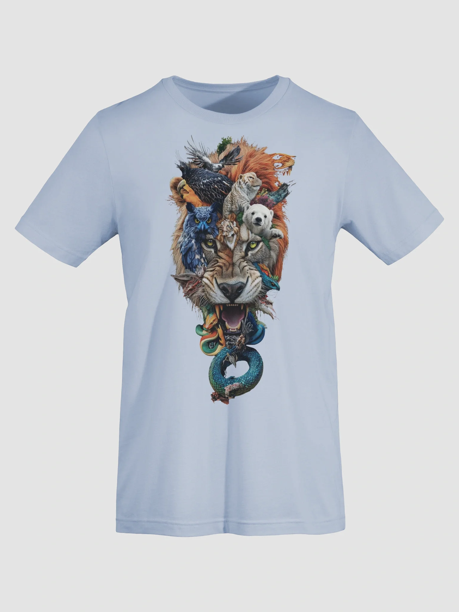 Majestic Animal Collage with Lion, Birds, and Marine Life T-Shirt product image (26)