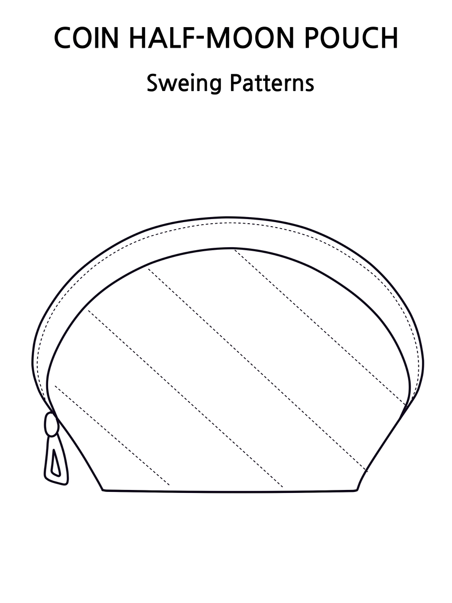 [PDF] Coin Half-Moon Pouch DIY full size print PDF file product image (1)