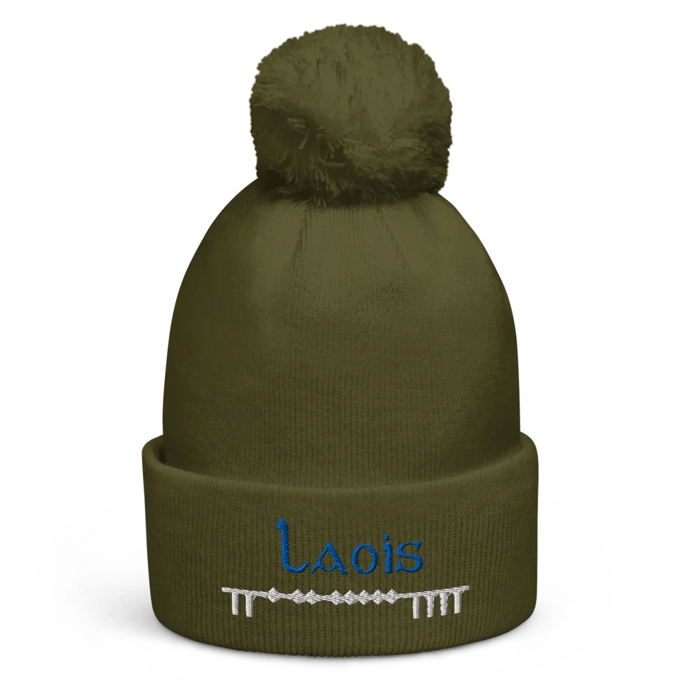 Laois Scholastic style Ogham embroidered Pom-Pom Beanie product image (5)