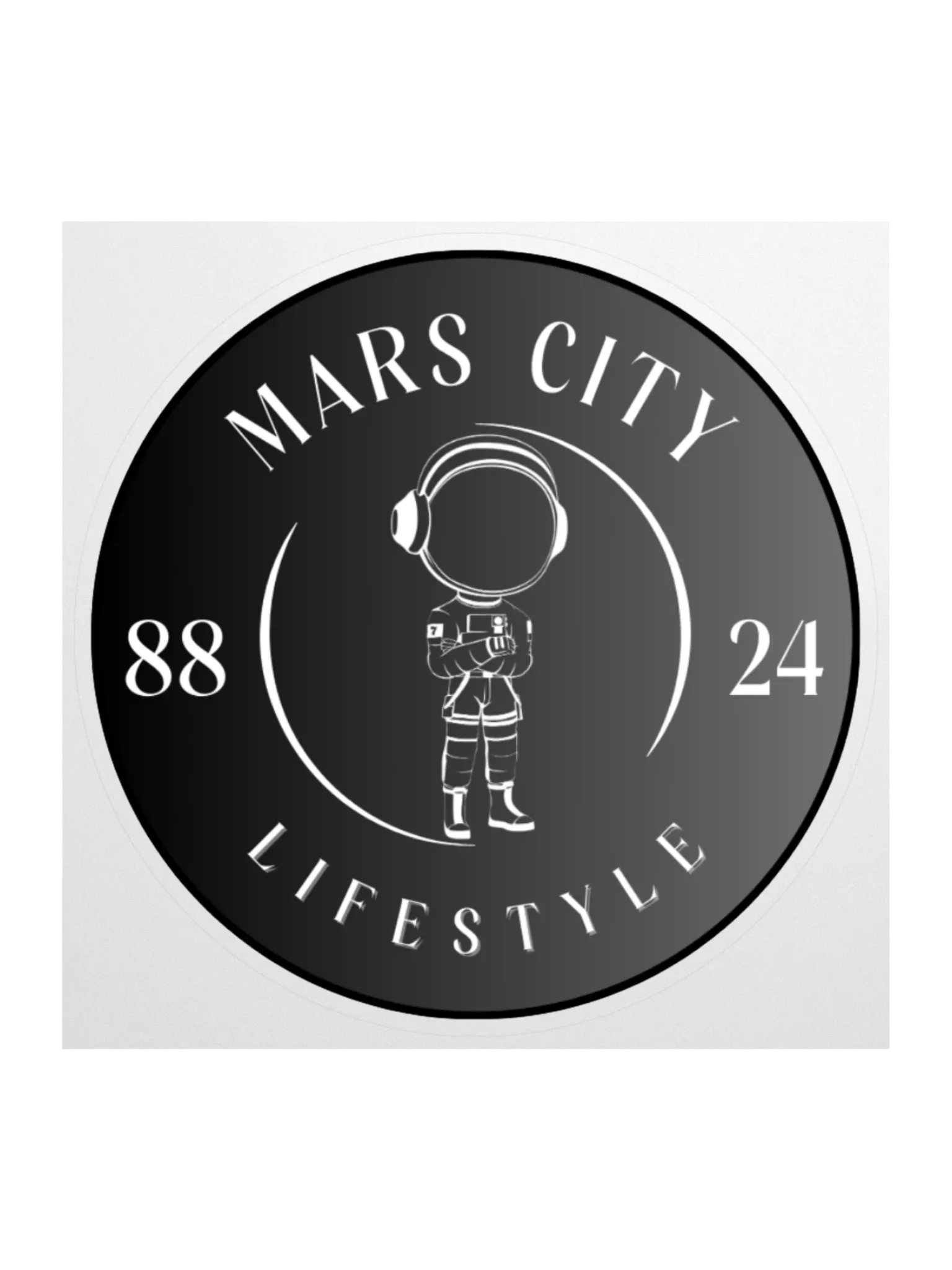 MARS CITY LIFESTYLE 8824 ASTRONAUT CIRCLE WITH BLACK BACKGROUND STICKER product image (1)