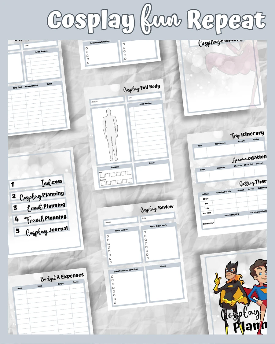 Grey Cosplay Planner Printable product image (6)