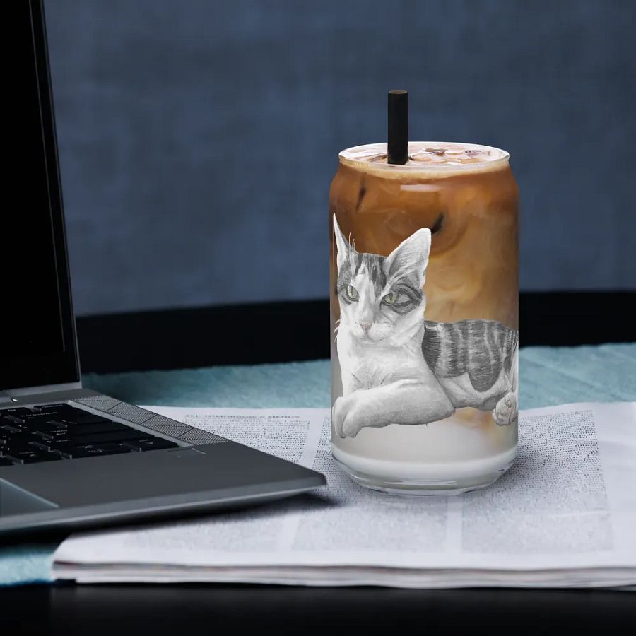 Cat Drawing Glass Can Cup product image (33)