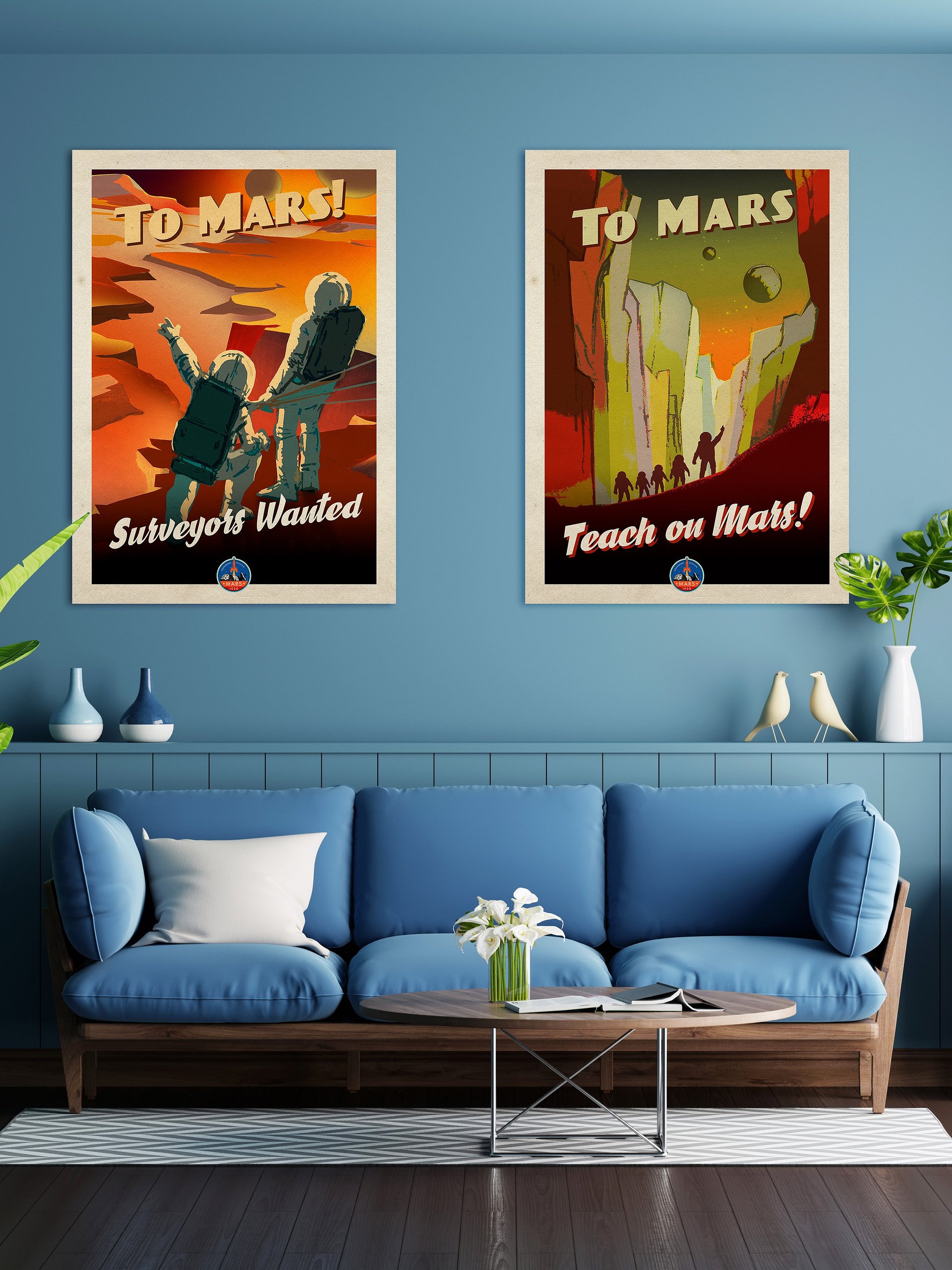 To Mars! — Vintage space poster, retro space art, propaganda poster, retrofuturism art, retro sci-fi print product image (2)