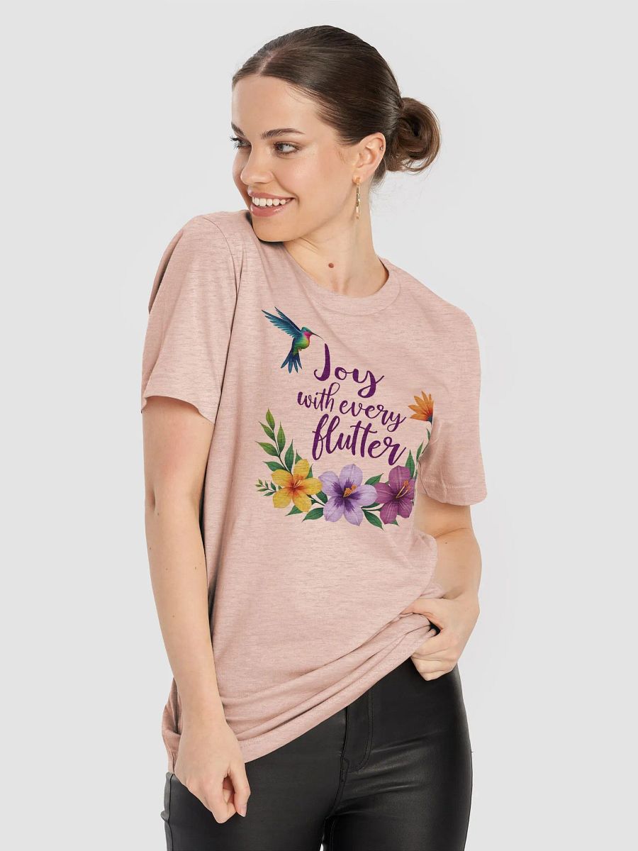Joyful Flutter Hummingbird T-Shirt, Floral Nature Tee, Inspirational Boho Shirt, Bird Lover Gift, Vibrant Wildflower Design product image (4)