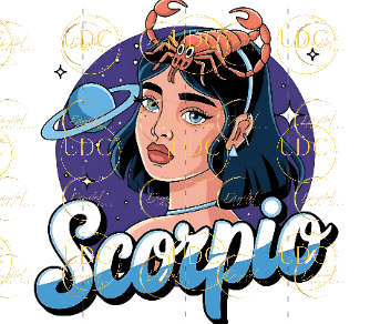 Scorpio Zodiac Tumbler Wrap Sublimation Design, Retro Astrology PNG, Scorpio Girl Illustration, Horoscope Gift for Scorpio Lovers product image (2)