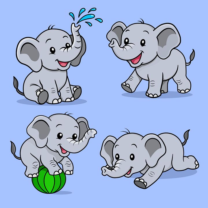 Cute Elephant Cartoon Character Set product image (1)