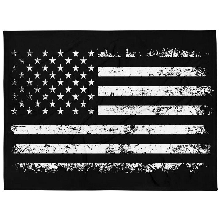 Patriotic Comfort: Distressed Stars and Stripes Black and White American Flag Throw Blanket product image (1)