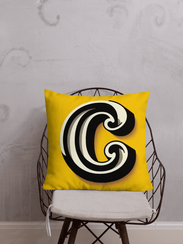 Vintage Vibe Monogram Pillow |AI Design initial C product image (1)
