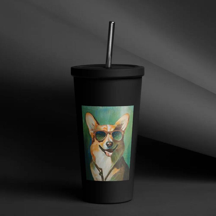 Cool Corgi Sunglasses Painting - dogPXL Artistic series Insulated Tumbler product image (1)