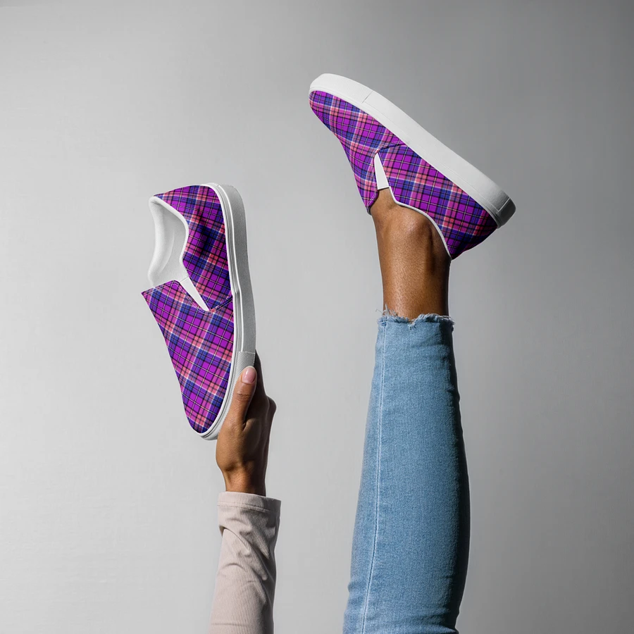 Bright Purple, Pink, and Blue Plaid Women's Slip-On Shoes product image (8)