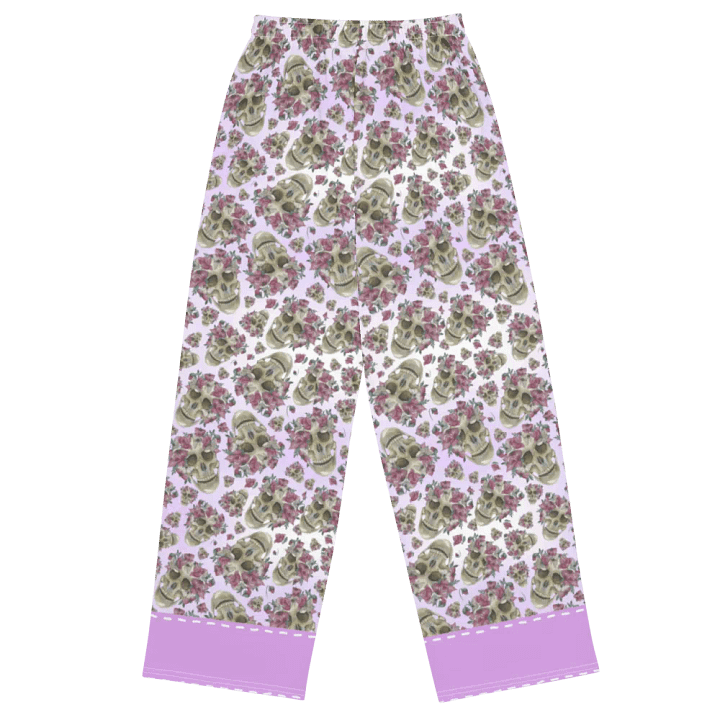 Smoky Lilac Skull & Rose Wide-Leg Pants product image (2)