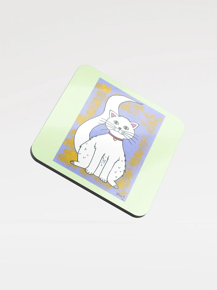 Cat (art by Dina R.) acrylic painting picture - Glossed Cork Coaster product image (1)