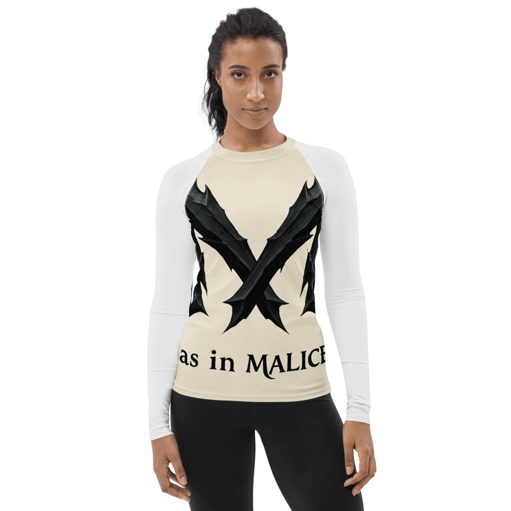 M as in malice all-over print women`s rash guard by dark alphabet product image (1)